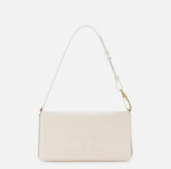 Elisabetta Franchi Shoulder Bags|Leather shoulder bag with embossed logo Butter