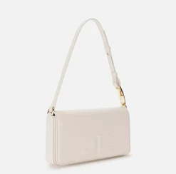 Elisabetta Franchi Shoulder Bags|Leather shoulder bag with embossed logo Butter