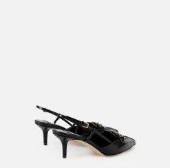 Elisabetta Franchi Pumps|Leather slingback with horsebit Black