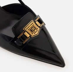 Elisabetta Franchi Pumps|Leather slingback with horsebit Black