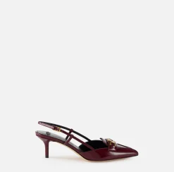 Elisabetta Franchi Pumps|Leather slingback with horsebit RougeNoir