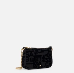 Elisabetta Franchi Clutch|Lettering clutch bag with shoulder strap Black