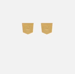 Elisabetta Franchi Jewelry|Logo emblem earrings YellowGold