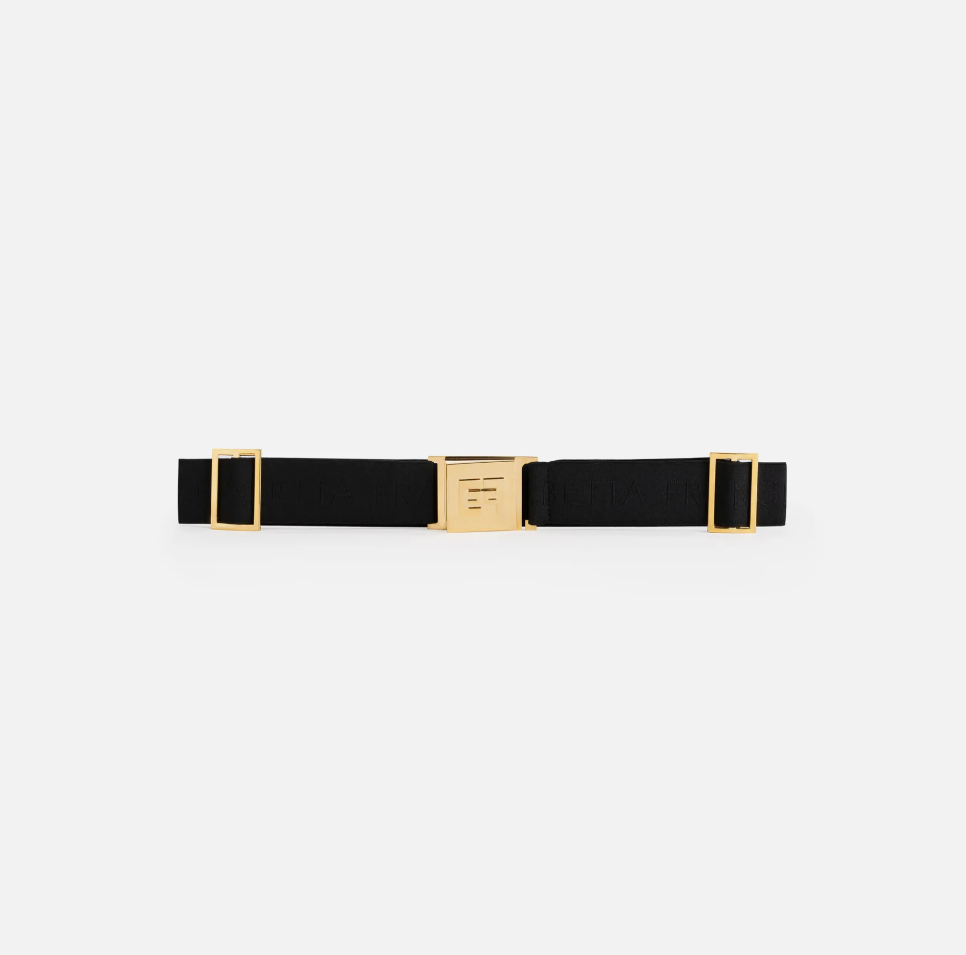 Elisabetta Franchi Belts|Logo jacquard elastic belt with logoed plaque Black