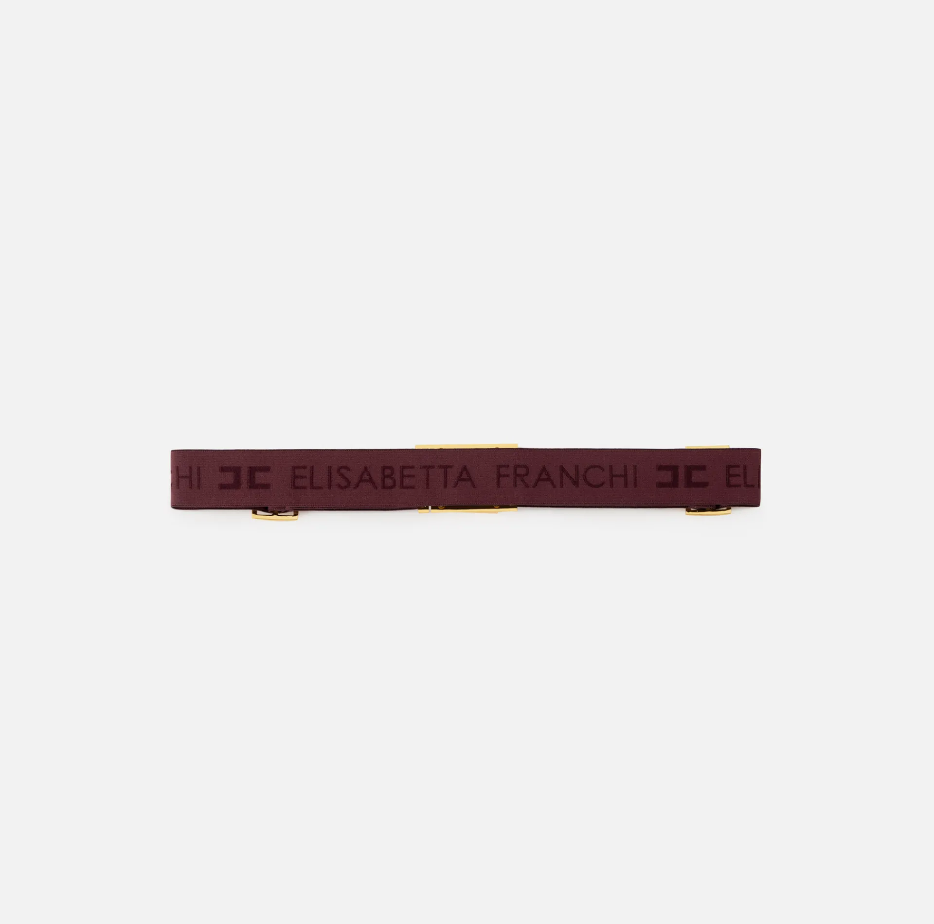 Elisabetta Franchi Belts|Logo jacquard elastic belt with logoed plaque RougeNoir