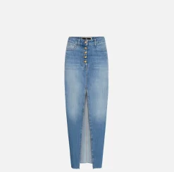 Elisabetta Franchi Skirts|Long denim skirt with slit