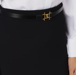 Elisabetta Franchi Skirts|Long skirt in lightweight crêpe fabric with belt Black