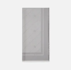 Elisabetta Franchi Scarves|Lurex jacquard pashmina scarf with diagonal stripe pattern and logo Steel