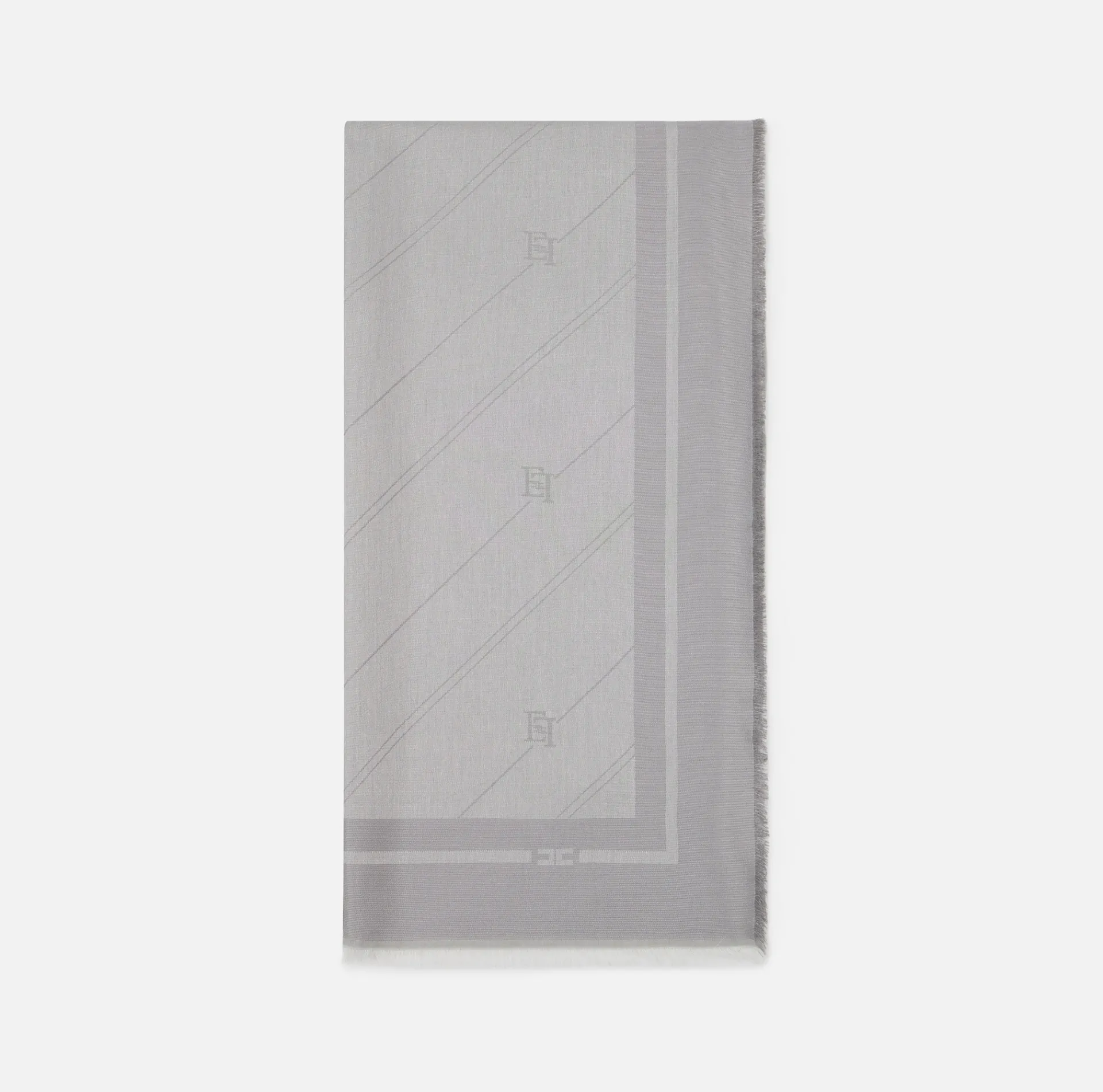 Elisabetta Franchi Scarves|Lurex jacquard pashmina scarf with diagonal stripe pattern and logo Steel