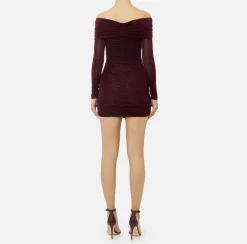 Elisabetta Franchi Mini Dresses|Dresses|Lurex jersey mini-dress with zip RougeNoir