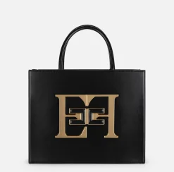 Elisabetta Franchi Handbags|Medium handbag with logo Black