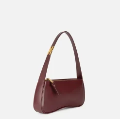 Elisabetta Franchi Shoulder Bags|Medium hobo bag in shiny Nappa leather RougeNoir
