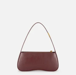 Elisabetta Franchi Shoulder Bags|Medium hobo bag in shiny Nappa leather RougeNoir