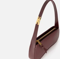 Elisabetta Franchi Shoulder Bags|Medium hobo bag in shiny Nappa leather RougeNoir