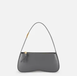 Elisabetta Franchi Shoulder Bags|Medium hobo bag in shiny Nappa leather Steel