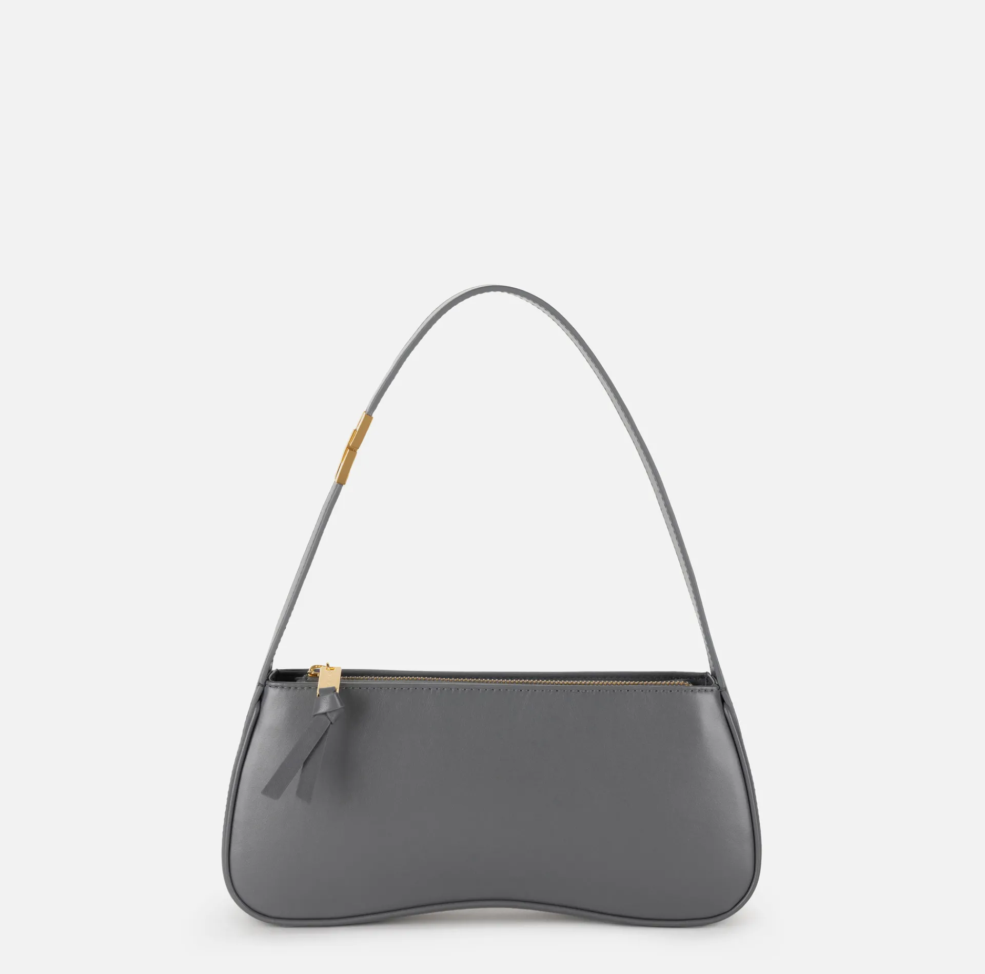 Elisabetta Franchi Shoulder Bags|Medium hobo bag in shiny Nappa leather Steel