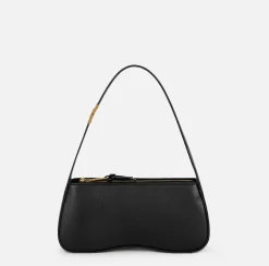 Elisabetta Franchi Shoulder Bags|Medium hobo bag in shiny Nappa leather Black