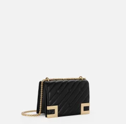 Elisabetta Franchi Strap Bags|Medium quilted bag with shoulder strap Black