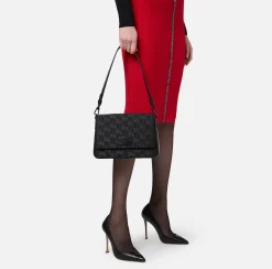 Elisabetta Franchi Shoulder Bags|Medium shoulder bag in embroidered satin