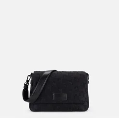 Elisabetta Franchi Shoulder Bags|Medium shoulder bag in embroidered satin Black