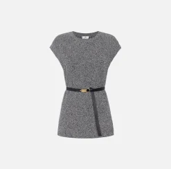 Elisabetta Franchi Knitwear And Sweatshirts|Melange viscose shirt with belt