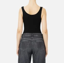 Elisabetta Franchi Top And T-Shirts|Mesh stitch bodysuit in viscose fabric with inlay Black