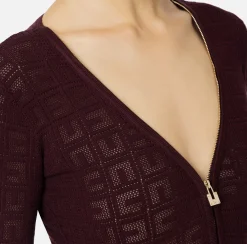 Elisabetta Franchi Top And T-Shirts|Mesh stitch bodysuit in viscose fabric with logo RougeNoir
