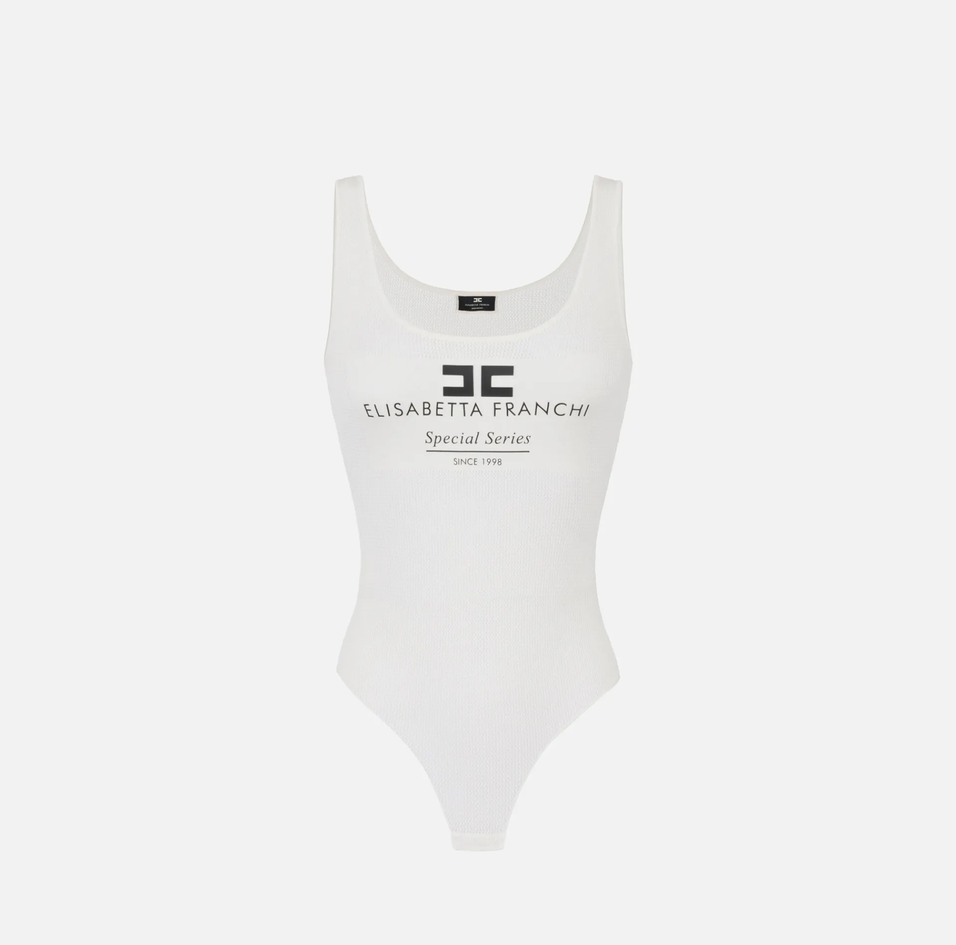 Elisabetta Franchi Top And T-Shirts|Mesh stitch bodysuit in viscose fabric with inlay Ivory