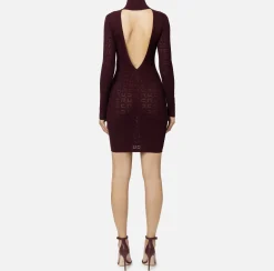 Elisabetta Franchi Dresses|Mini Dresses|Mesh stitch viscose mini dress with logo RougeNoir