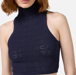 Elisabetta Franchi Top And T-Shirts|Mesh stitch viscose top with logo