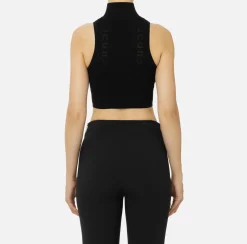 Elisabetta Franchi Top And T-Shirts|Mesh stitch viscose top with logo Black