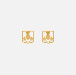 Elisabetta Franchi Jewelry|Metal Logo emblem earrings YellowGold