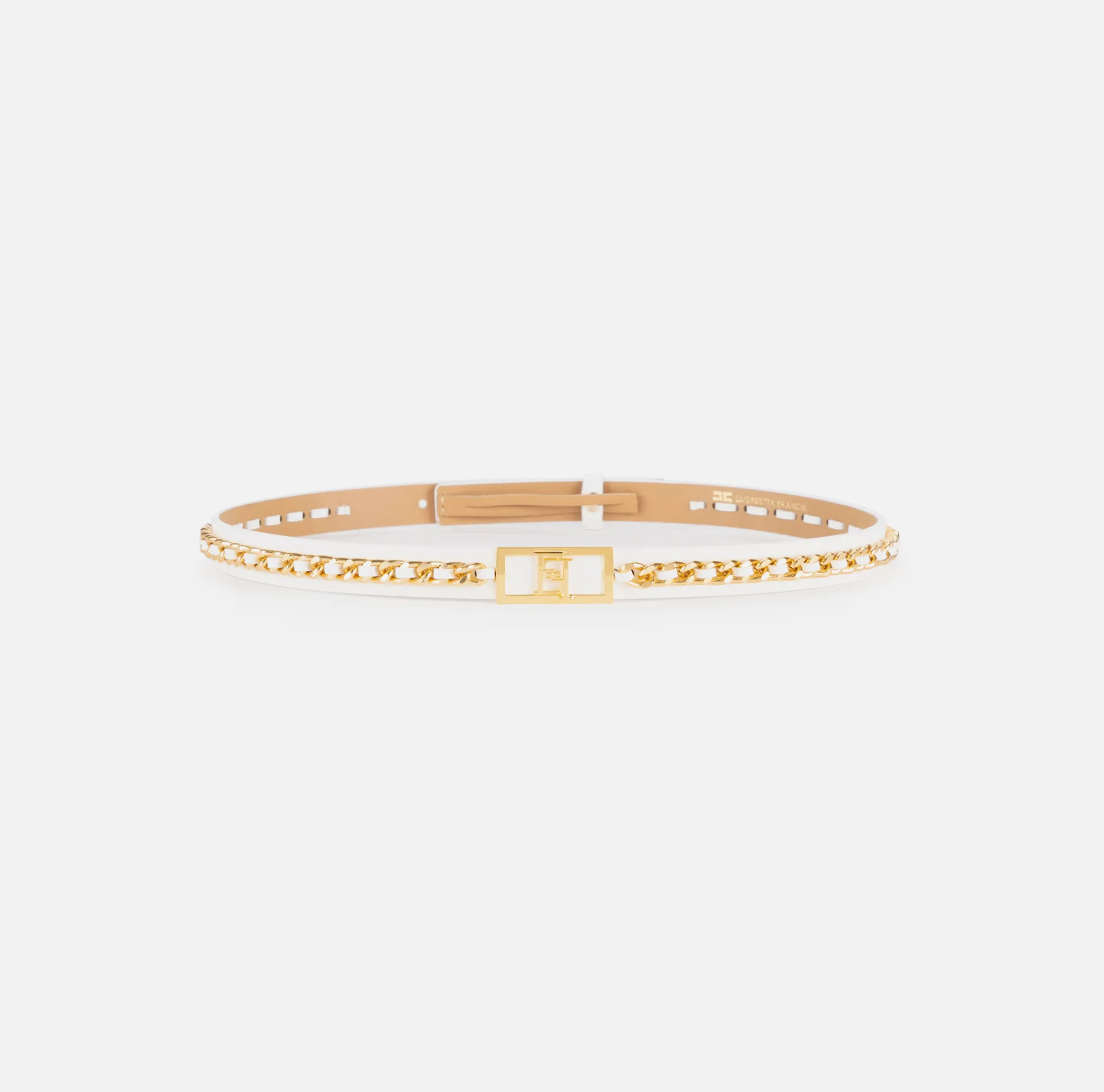 Elisabetta Franchi Belts|Micro belt with threaded chain Ivory