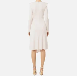 Elisabetta Franchi Midi Dresses|Dresses|Midi dress in draped jersey with necklace Latex