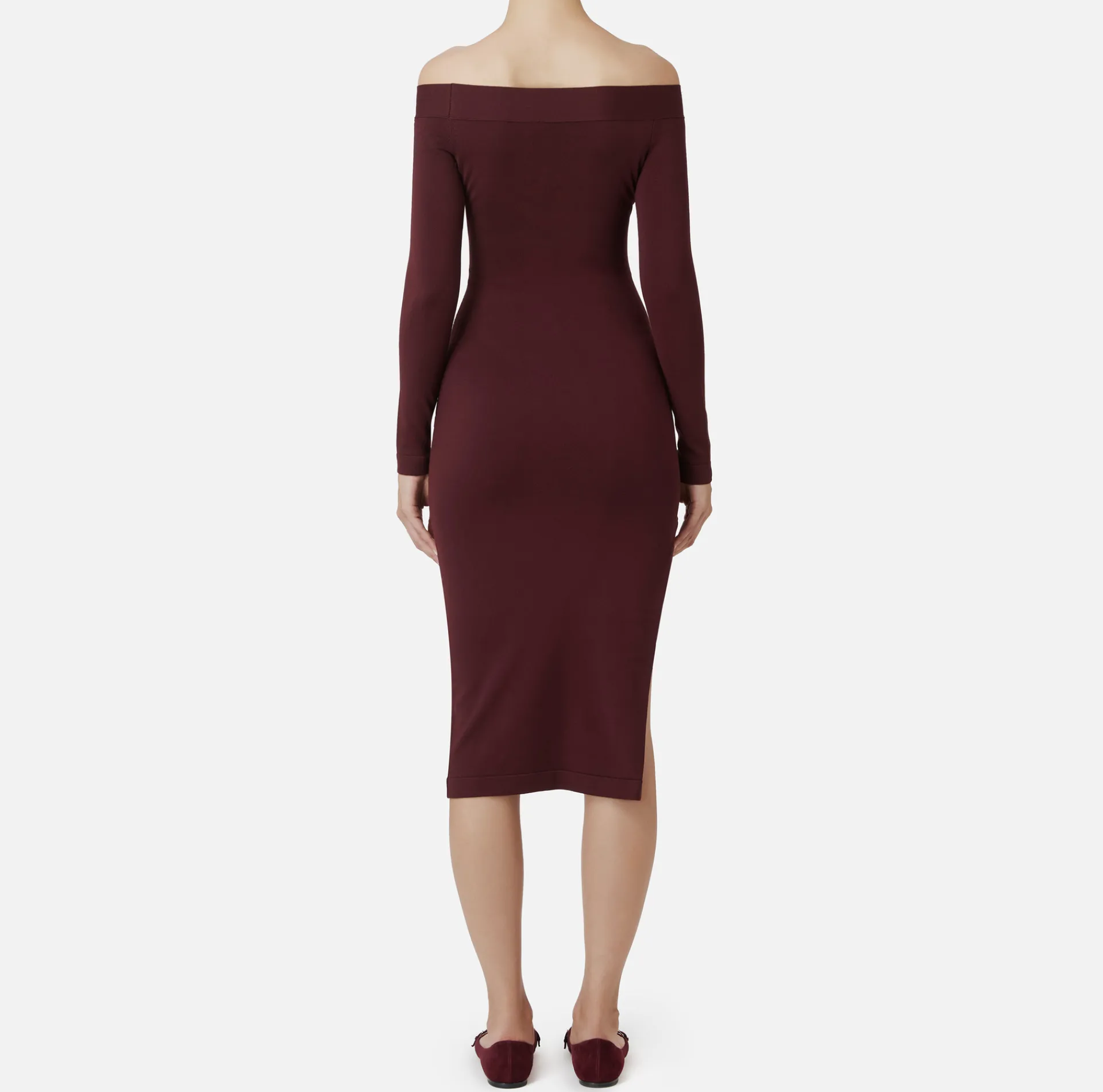 Elisabetta Franchi Midi Dresses|Knitted Dresses|Midi dress in viscose with buttons on the slit RougeNoir