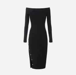 Elisabetta Franchi Dresses|Knitted Dresses|Midi dress in viscose with buttons on the slit