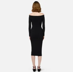 Elisabetta Franchi Dresses|Knitted Dresses|Midi dress in viscose with buttons on the slit