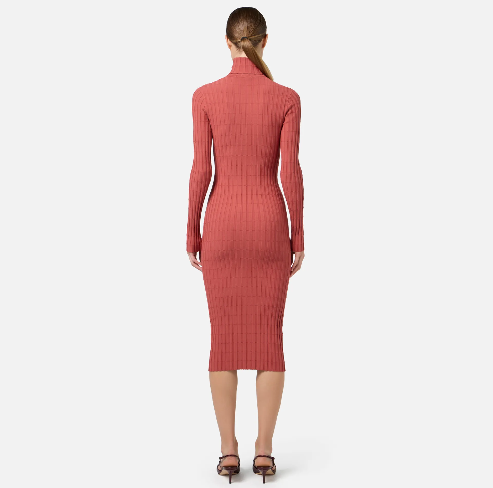 Elisabetta Franchi Midi Dresses|Knitted Dresses|Midi dresses in ribbed viscose fabric with button placket Eyeshadow