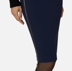 Elisabetta Franchi Skirts|Midi skirt in crêpe fabric with zip Navy