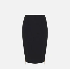 Elisabetta Franchi Skirts|Midi skirt in crêpe fabric with zip Black