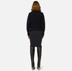 Elisabetta Franchi Skirts|Midi skirt in crêpe fabric with zip Black