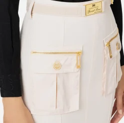 Elisabetta Franchi Tailleur|Skirts|Midi skirt in crêpe fabric with pockets and belt Latex
