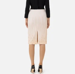 Elisabetta Franchi Skirts|Midi skirt in crêpe fabric embroidered with sequins Latex