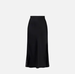 Elisabetta Franchi Skirts|Midi skirt in enver satin fabric with satin bands Black