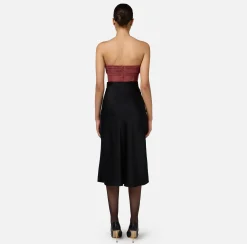 Elisabetta Franchi Skirts|Midi skirt in enver satin fabric with satin bands Black