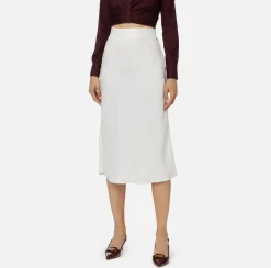 Elisabetta Franchi Skirts|Midi skirt in enver satin fabric with satin bands Ivory