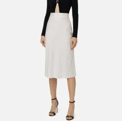 Elisabetta Franchi Skirts|Midi skirt in jacquard crêpe fabric with lettering Latex