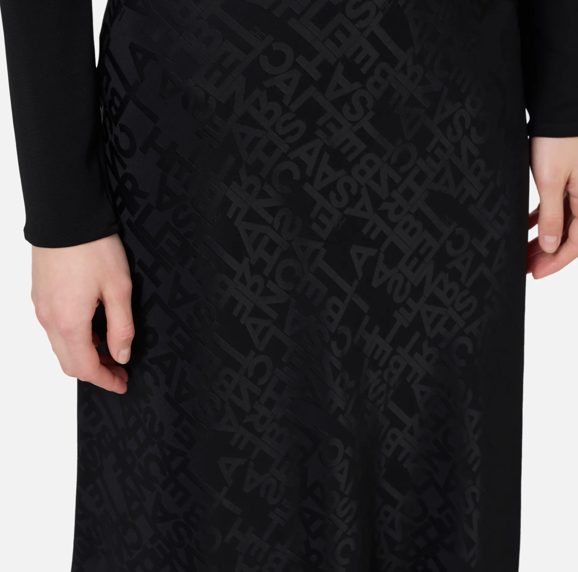 Elisabetta Franchi Skirts|Midi skirt in jacquard crêpe fabric with lettering Black