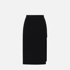 Elisabetta Franchi Skirts|Midi skirt in stretch crêpe fabric with shorts Black
