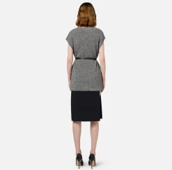 Elisabetta Franchi Skirts|Midi skirt in stretch crêpe fabric with shorts Black